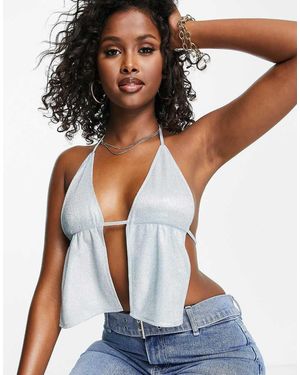 Missy Empire Festival Glitter Tie Front Top - Black