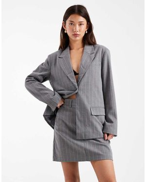 Object Minifalda De Sastre Gris Elástica Con Raya Diplomática De (Parte De Un Conjunto)