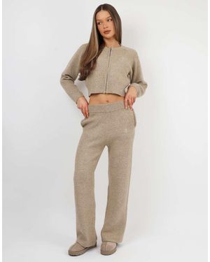 SIMMI Caris Knitted Wide Leg Trouser - Natural