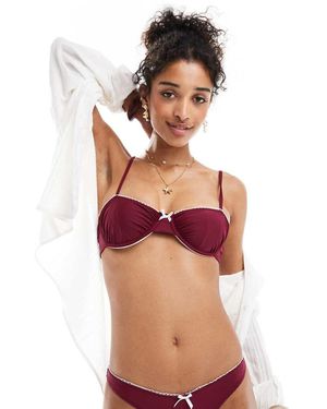 Miss Selfridge Underwire Bikini Top With Picot Trim - Red