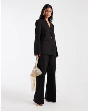 Pieces Pantalones De Sastre Negros De Pernera Ancha Con Lazada En La Cintura (Parte De Un Conjunto)