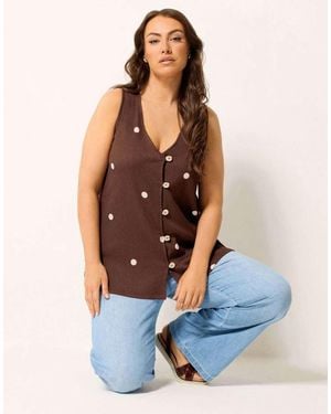 Yours Clothing Polka Dot Textured Waistcoat - Blue