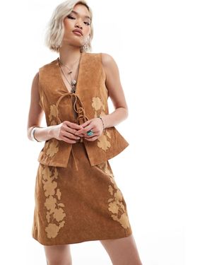 Reclaimed (vintage) Édition limitée - - jupe style western en daim - Marron