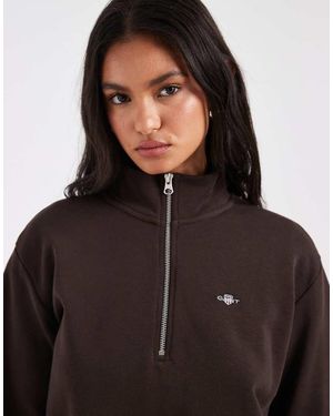GANT Jersey Con Media Cremallera De Algodón - Negro