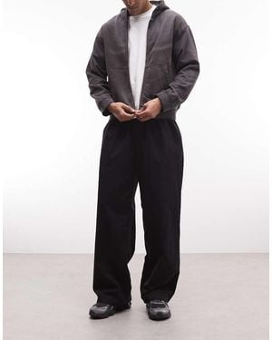 Collusion Pantalones Negros De Corte Globo Xl De Mezcla De Lino De