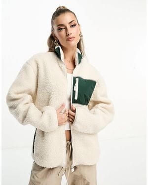 Ellesse Martucci Funnel Neck Borg Jacket - Natural
