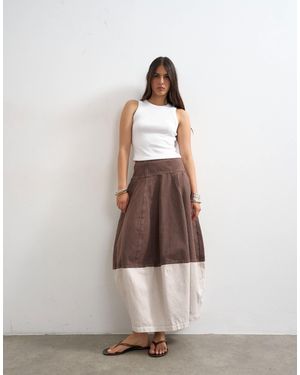 TOPSHOP Denim Barrel Seamed Maxi Skirt - Multicolor