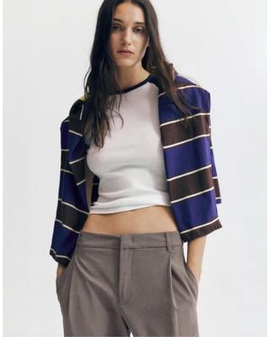 Pull&Bear Pantalon à pinces ajusté - taupe - Bleu