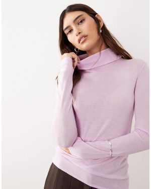 ARRANGE Top col roulé en laine mérinos - clair - Violet