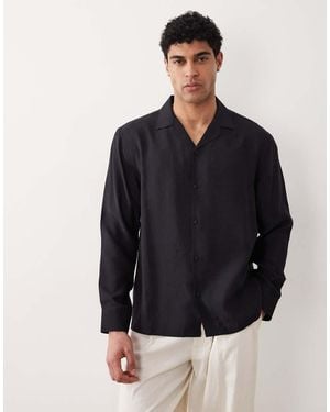 ASOS Relaxed Deep Revere Modal Shirt - Blue