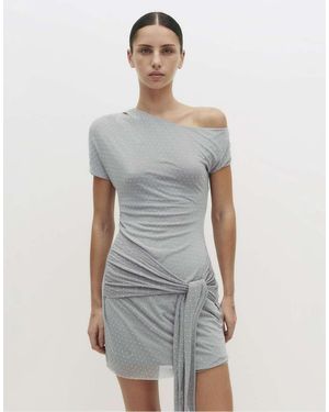 Pull&Bear Short Dress With Rhinestone And Tie Detail - Grey