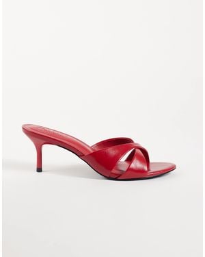 ASOS Hum Premium Cross Strap Mid Heeled Mules - Red