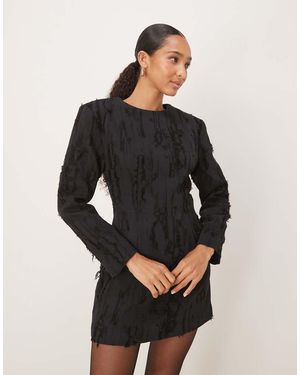 Ghospell Vestito Corto Invecchiato Con Spalle Pronunciate - Nero