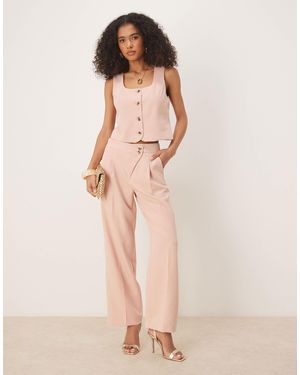 Vila Pleat Front Tailored Wide Leg Trouser Co-ord - Pink