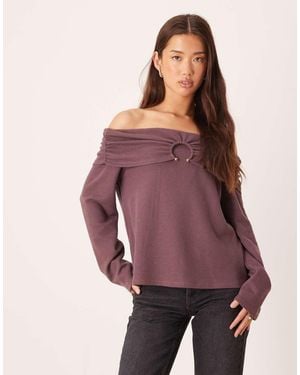ASOS Supersoft Off Shoulder Hardware Detail Jumper - Purple