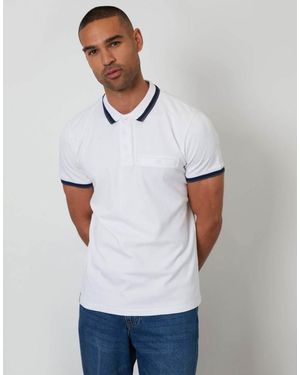 Threadbare Jetted Pocket Cotton Polo Shirt - White