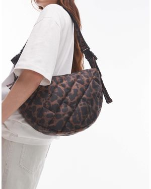TOPSHOP Cairo Slouchy Nylon Quilt Cross Body Bag - Brown