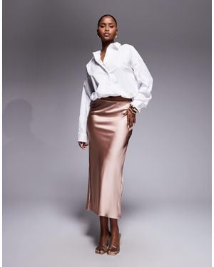 River Island Satin Maxi Skirt - Pink