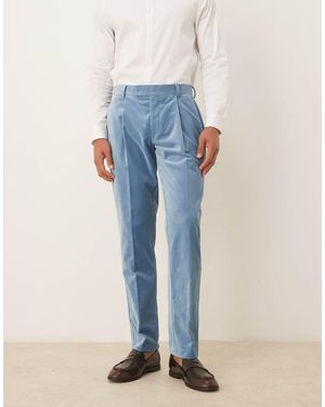 ASOS Slim Pleat Front Suit Trousers - Blue