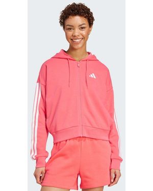 adidas Originals Essentials 3-Stripes French Terry Full-Zip Hoodie - Pink