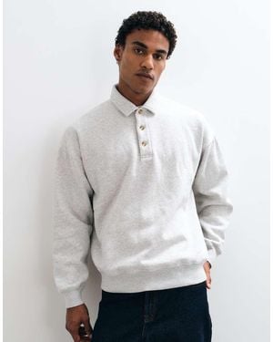 Abercrombie & Fitch Long Sleeve Ribbed Henley Top - Grey