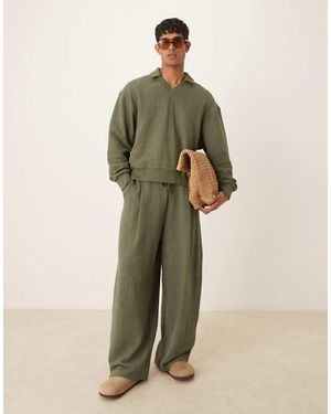 ASOS Oversized Balloon Linen Look jogger - Green