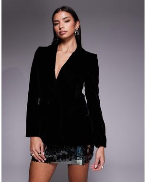 Mango Combi Velvet Blazer - Grey
