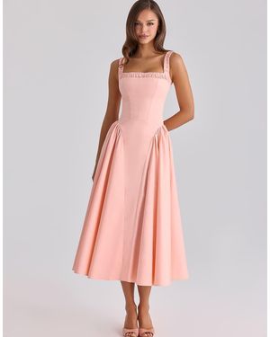 House Of Cb Dorothy Peach Cotton Midi Sundress - Pink