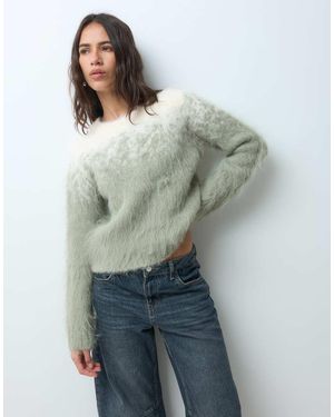 Aware Maglione Lavorato Peloso Nebbia Sfumato - Verde