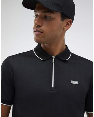River Island Muscle Fit Amis Stripe Polo Shirt - Black