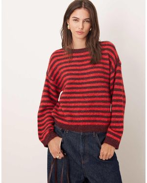 Jdy Jersey Burdeos A Rayas De Tejido Texturizado De -Rojo