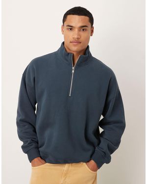 Abercrombie & Fitch Essential Half Zip Sweatshirt - Blue
