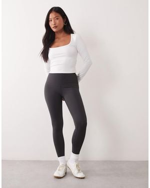 4505 Petite active po-formende high-waist-gym-leggings mit innentasche - Grau