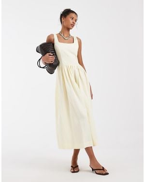 & Other Stories Fitted Bodice Linen Blend Maxi Dress - Natural