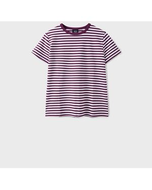 Stradivarius B02 Basic Striped Regular Fit Soft-touch T-shirt - Purple