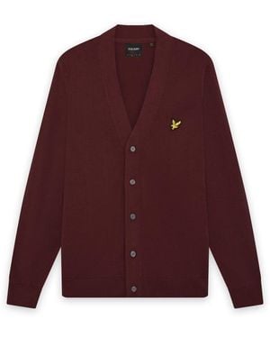 Lyle & Scott Mid Knits Knitted Classic Cardigan - Purple