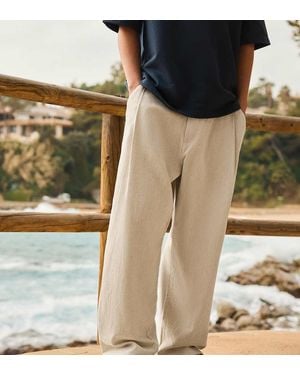 Bershka Super baggy Trousers With Linen - Blue