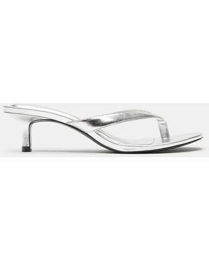 Pull&Bear Metallic Heeled Sandals - White