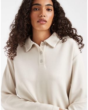 Vero Moda Super Soft Polo Sweat Top Co-ord - Natural