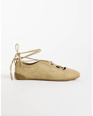 ASOS Schnür-ballerinas aus sandfarbenem wildlederimitat - Natur