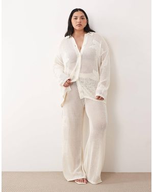 Pretty Lavish Curve – weitmaschige oversize-strickhose - Natur