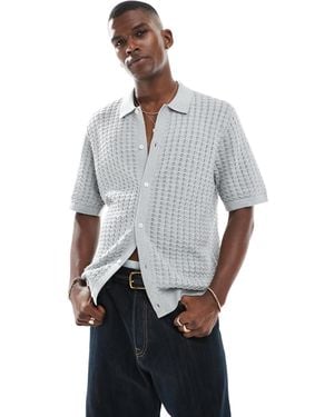 Jack & Jones Knit Button Through Polo - Grey