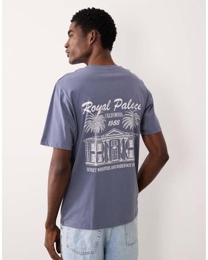 JJ Rebel Oversized T-shirt With Calfornia Print - Blue