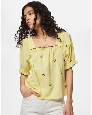 Pieces Short Sleeved Blouse - Yellow