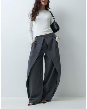 CERNUCCI Pantalones De Doble Pinza De Pierna Barrel En, Conjunto - Gris