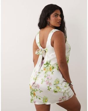 ASOS Asos Design Curve Shift Mini Dress With Bow Back Detail - Multicolour