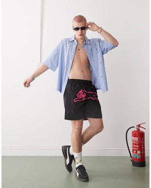 ICECREAM Pantaloncini Da Bagno Neri Con Cane Che Corre - Bianco