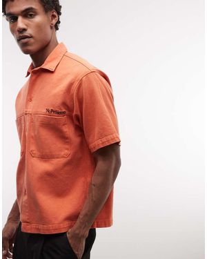 No Problemo Camisa Vaquera De Estilo Worker-Rosa - Naranja