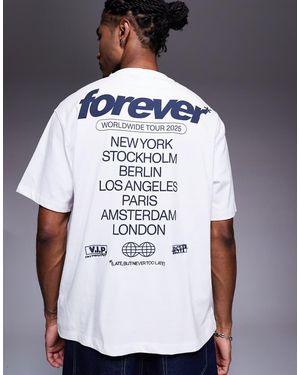 Bershka Cities Back Printed T-shirt - Blue
