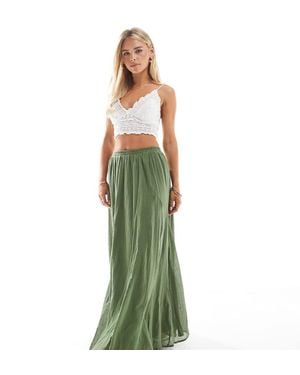 ASOS Asos Design Petite Cotton Godet Maxi Skirt - Green
